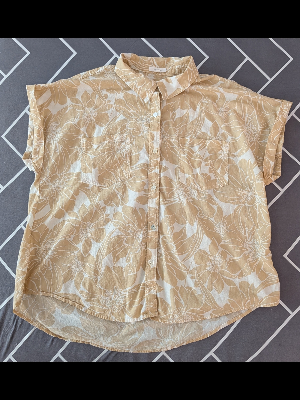 Women's Maurices Cream and Tan Floral Button-Up Shirt